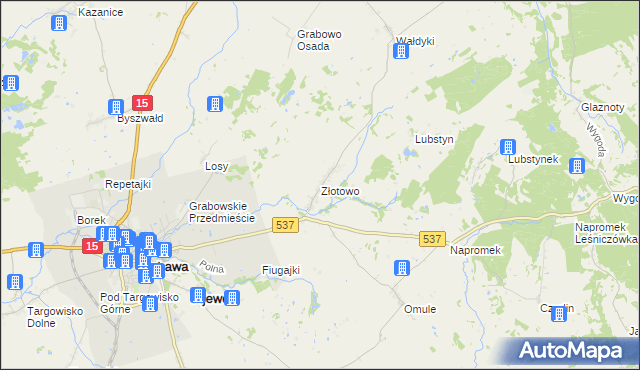 mapa Złotowo gmina Lubawa, Złotowo gmina Lubawa na mapie Targeo