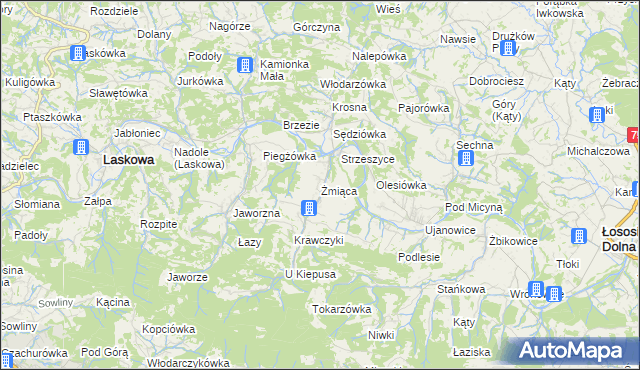 mapa Żmiąca, Żmiąca na mapie Targeo