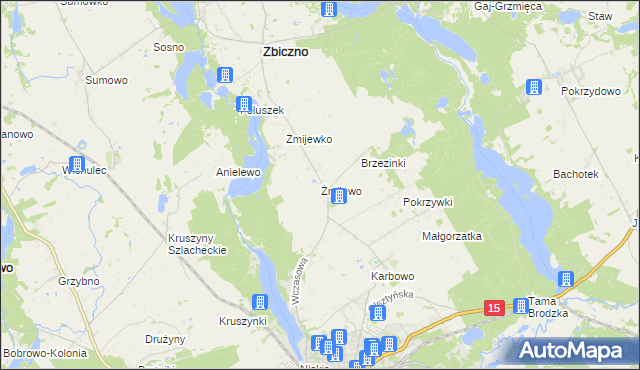 mapa Żmijewo gmina Zbiczno, Żmijewo gmina Zbiczno na mapie Targeo