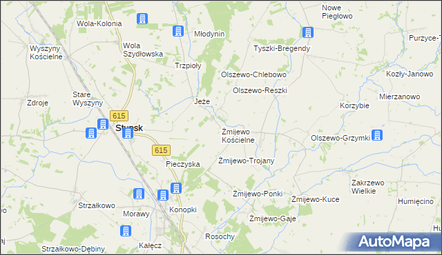 mapa Żmijewo Kościelne, Żmijewo Kościelne na mapie Targeo
