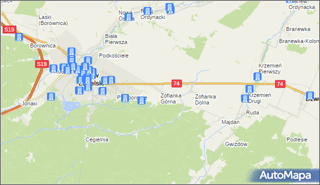 mapa Zofianka Górna, Zofianka Górna na mapie Targeo