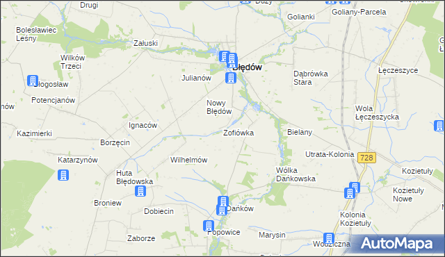 mapa Zofiówka gmina Błędów, Zofiówka gmina Błędów na mapie Targeo
