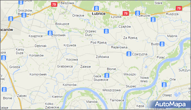 mapa Zofiówka gmina Łubnice, Zofiówka gmina Łubnice na mapie Targeo