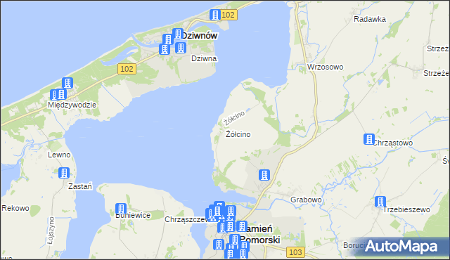 mapa Żółcino, Żółcino na mapie Targeo