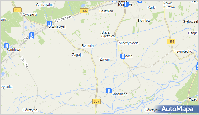 mapa Żółwin gmina Zwierzyn, Żółwin gmina Zwierzyn na mapie Targeo