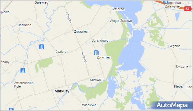 mapa Żółwiniec gmina Markusy, Żółwiniec gmina Markusy na mapie Targeo