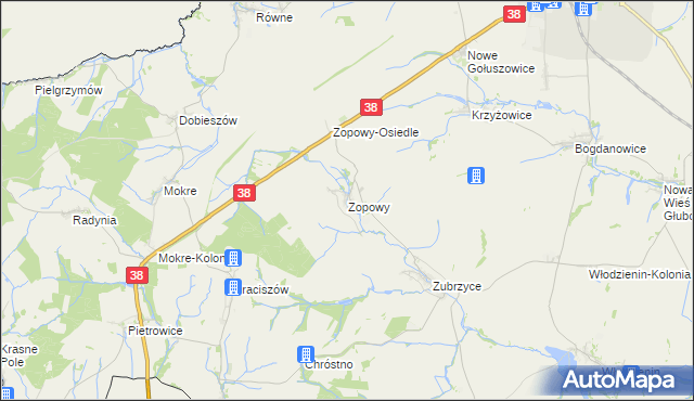 mapa Zopowy, Zopowy na mapie Targeo