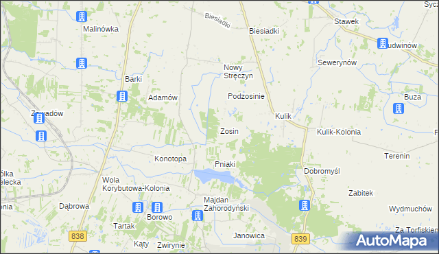 mapa Zosin gmina Cyców, Zosin gmina Cyców na mapie Targeo