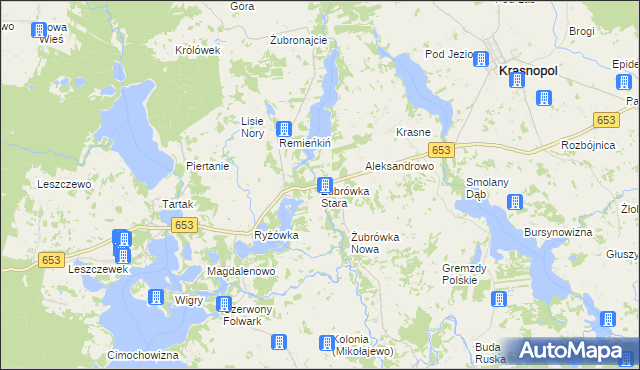mapa Żubrówka Stara, Żubrówka Stara na mapie Targeo