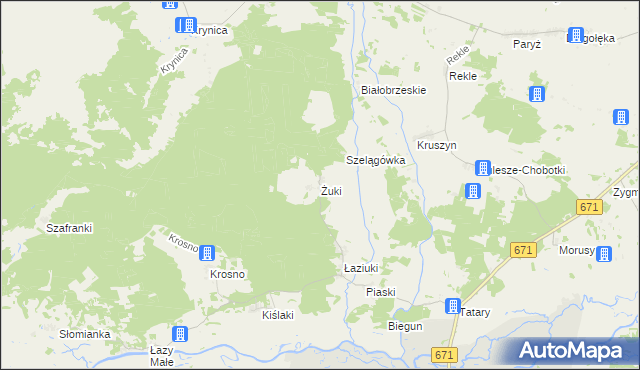 mapa Żuki gmina Tykocin, Żuki gmina Tykocin na mapie Targeo