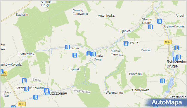 mapa Żuków Drugi, Żuków Drugi na mapie Targeo