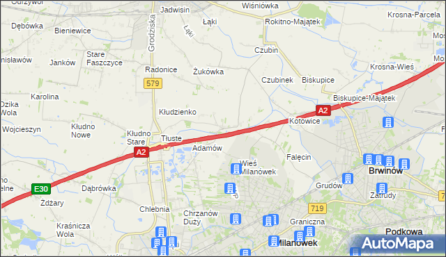mapa Żuków gmina Grodzisk Mazowiecki, Żuków gmina Grodzisk Mazowiecki na mapie Targeo