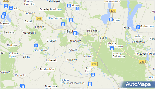 mapa Żurawieniec gmina Babiak, Żurawieniec gmina Babiak na mapie Targeo