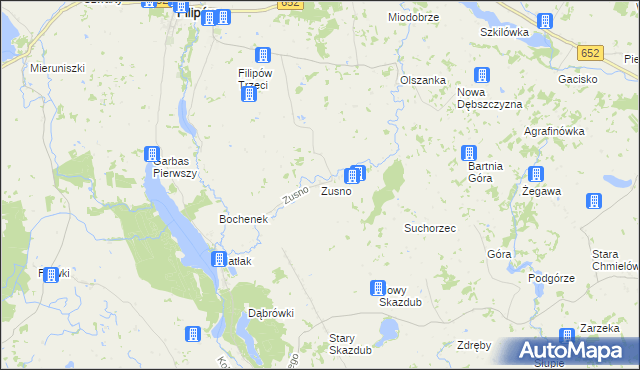 mapa Zusno, Zusno na mapie Targeo