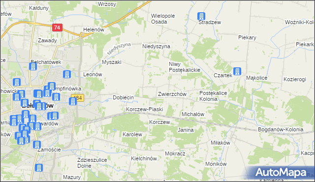 mapa Zwierzchów, Zwierzchów na mapie Targeo