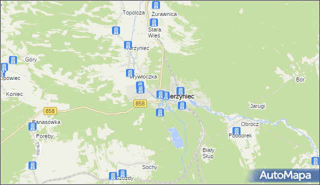 mapa Zwierzyniec powiat zamojski, Zwierzyniec powiat zamojski na mapie Targeo