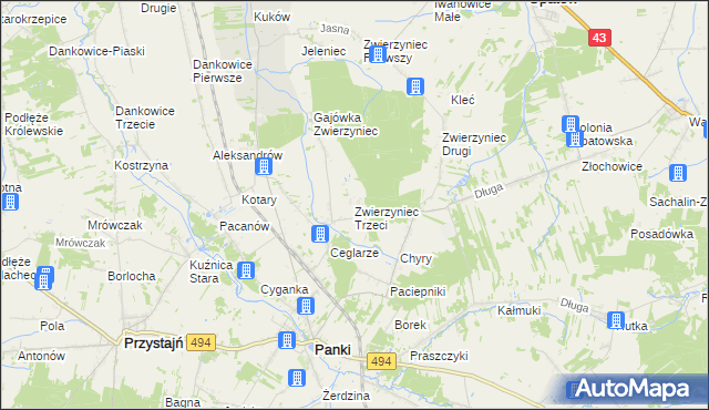 mapa Zwierzyniec Trzeci, Zwierzyniec Trzeci na mapie Targeo