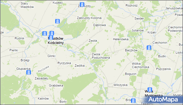 mapa Zwola Poduchowna, Zwola Poduchowna na mapie Targeo