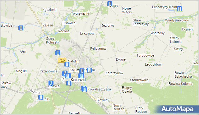 mapa Zygmuntów gmina Koluszki, Zygmuntów gmina Koluszki na mapie Targeo
