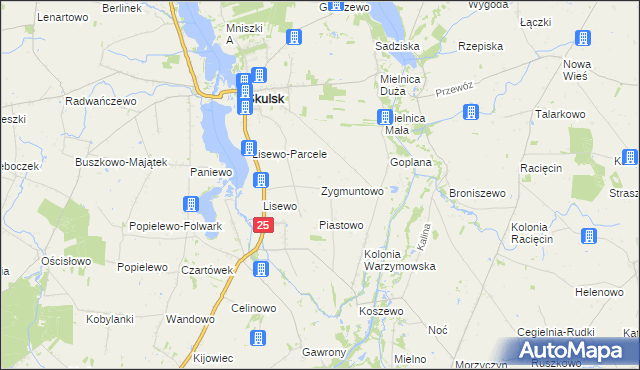 mapa Zygmuntowo gmina Skulsk, Zygmuntowo gmina Skulsk na mapie Targeo