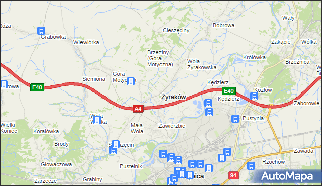 mapa Żyraków, Żyraków na mapie Targeo