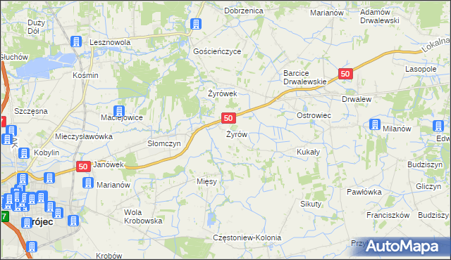 mapa Żyrów, Żyrów na mapie Targeo
