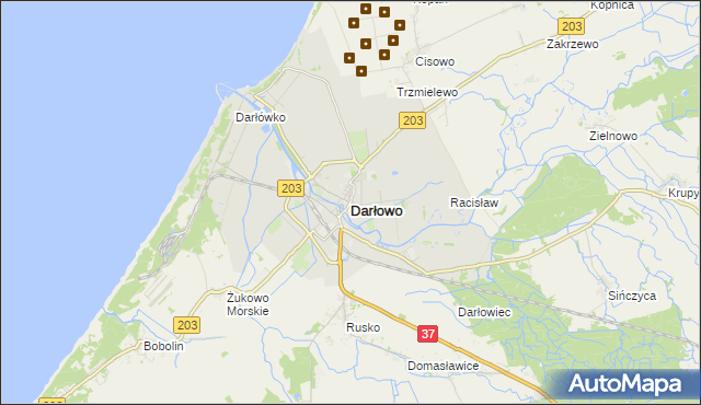 mapa Darłowo, Darłowo na mapie Targeo