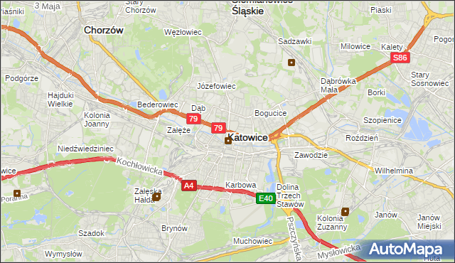 mapa Katowic, Katowice na mapie Targeo