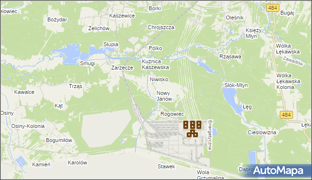 mapa Nowy Janów gmina Kluki, Nowy Janów gmina Kluki na mapie Targeo