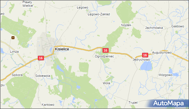 mapa Ogrodzieniec gmina Kisielice, Ogrodzieniec gmina Kisielice na mapie Targeo