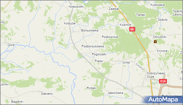 mapa Pogorzałki gmina Dobrzyniewo Duże, Pogorzałki gmina Dobrzyniewo Duże na mapie Targeo