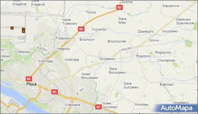 mapa Stróżewko gmina Radzanowo, Stróżewko gmina Radzanowo na mapie Targeo