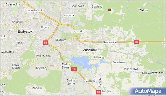 mapa Zaścianki gmina Supraśl, Zaścianki gmina Supraśl na mapie Targeo
