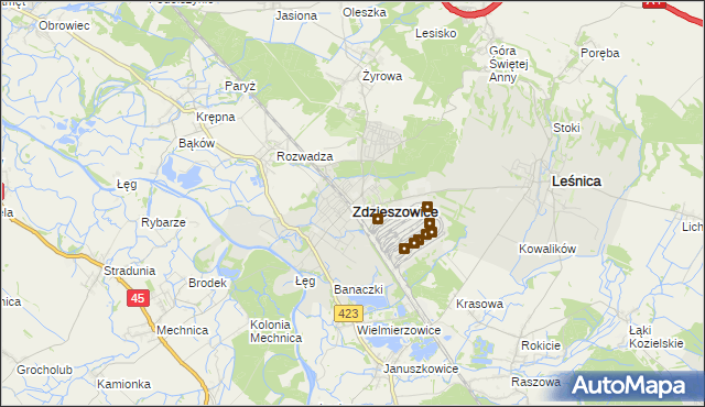 mapa Zdzieszowice, Zdzieszowice na mapie Targeo