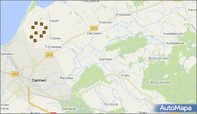 mapa Zielnowo gmina Darłowo, Zielnowo gmina Darłowo na mapie Targeo