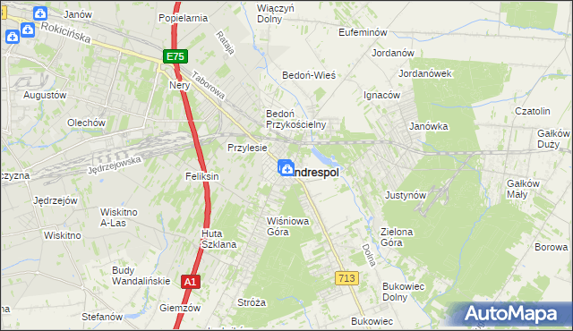 mapa Andrespol, Andrespol na mapie Targeo