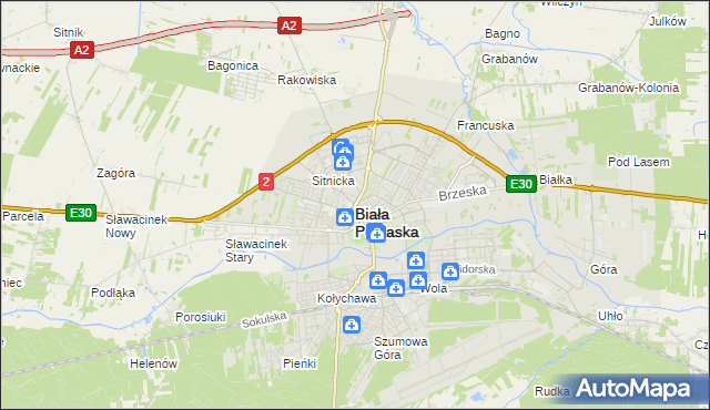 mapa Białej Podlaskiej, Biała Podlaska na mapie Targeo