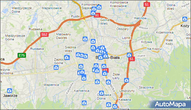 mapa Bielsko-Białej, Bielsko-Biała na mapie Targeo