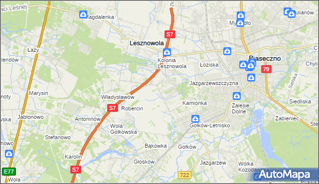 mapa Bobrowiec gmina Piaseczno, Bobrowiec gmina Piaseczno na mapie Targeo