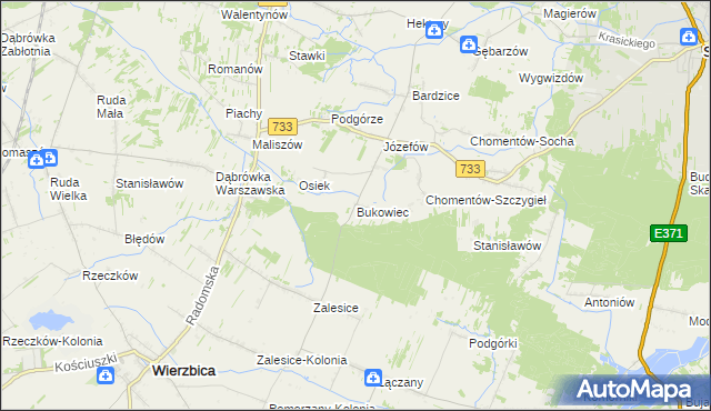 mapa Bukowiec gmina Kowala, Bukowiec gmina Kowala na mapie Targeo