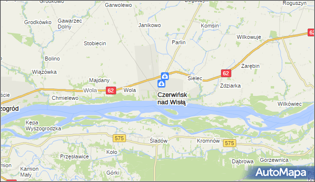 mapa Czerwińsk nad Wisłą, Czerwińsk nad Wisłą na mapie Targeo