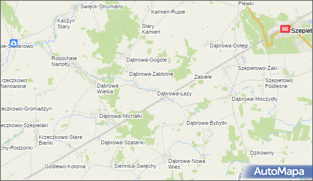 mapa Dąbrowa-Łazy gmina Szepietowo, Dąbrowa-Łazy gmina Szepietowo na mapie Targeo
