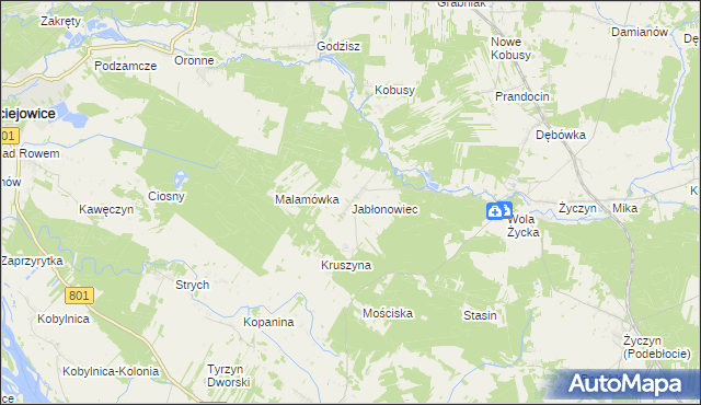 mapa Jabłonowiec gmina Trojanów, Jabłonowiec gmina Trojanów na mapie Targeo