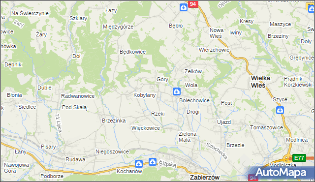 mapa Karniowice gmina Zabierzów, Karniowice gmina Zabierzów na mapie Targeo