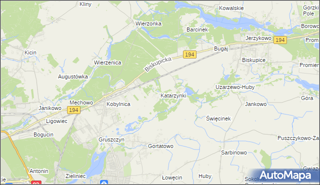 mapa Katarzynki gmina Swarzędz, Katarzynki gmina Swarzędz na mapie Targeo