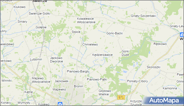 mapa Kędzierzawice, Kędzierzawice na mapie Targeo