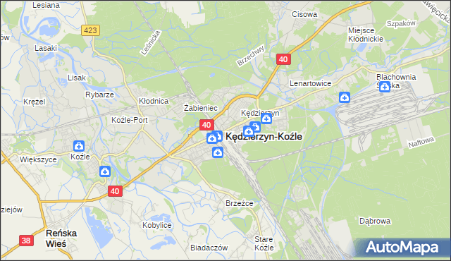 mapa Kędzierzyna-Koźle, Kędzierzyn-Koźle na mapie Targeo