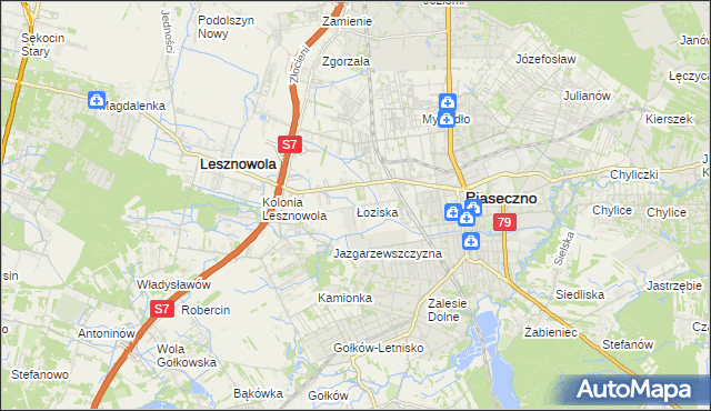 mapa Łoziska, Łoziska na mapie Targeo