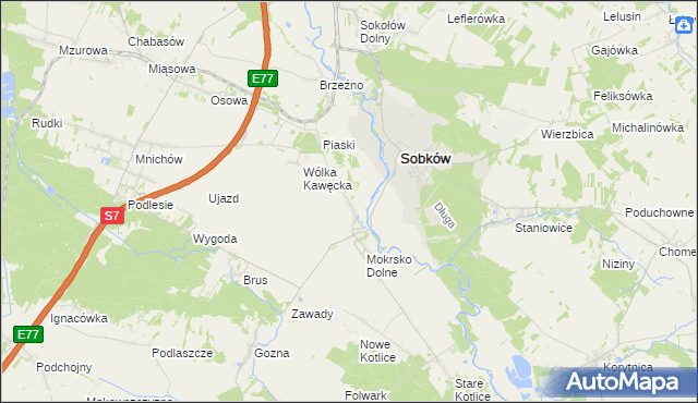 mapa Mokrsko Górne, Mokrsko Górne na mapie Targeo