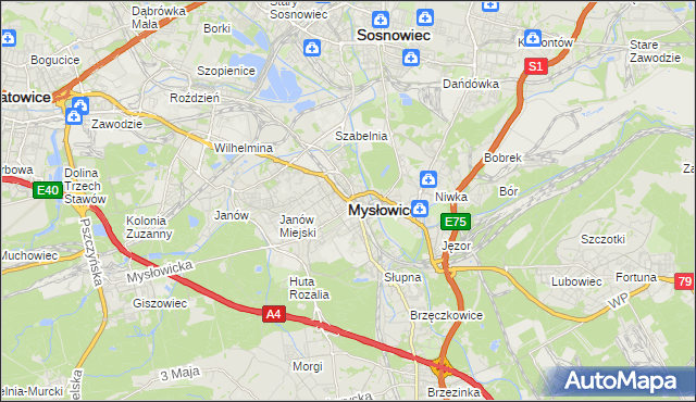 mapa Mysłowice, Mysłowice na mapie Targeo